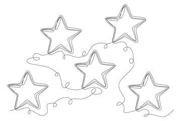 Line Art Star. Winter Holiday Decoration. Christmas or New year Greeting Card Template. Outline Cute Cartoon Christmas Star Shape Symbol. Happy Holiday Family Party Invitation Design Mascot.