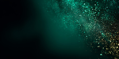 Ciemnozielone tło z efektem złotego pyłu – abstrakcja glamour
