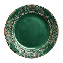 emerald serving plate with decorative embossed rim adding luxurious sophisticated detail to dining elements