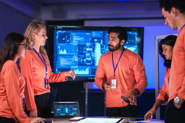 A team of Web3 innovators launches a new decentralized application dApp, showcasing the user interface for a blockchain-based platform for the creator economy or decentralized finance.