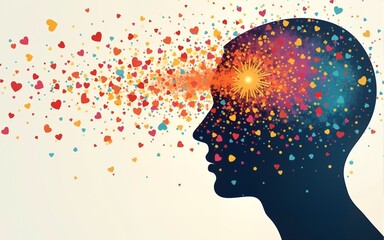 Campaign World mental health day. Mental health concept.Head silhouette profile.Mood disorder. Awareness.Metaphor bipolar disorder.Emotional burnout.Psychological problems.OurMindsMatter