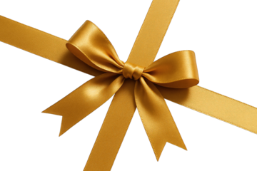 Golden ribbon bow , gift wrap, celebration, holiday