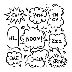 WebSimple outlined comic speech bubble collection. Hand drawn vector doodle talk balloons, speech babble frames. Pencil or crayon rough lines. Funky childish dialog balloons for text, messages.