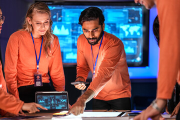 A team of Web3 innovators launches a new decentralized application dApp, showcasing the user interface for a blockchain-based platform for the creator economy or decentralized finance.