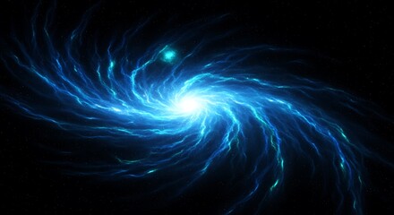 Bright blue spiral galaxy with glowing nebula and distant stars space