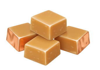 Isolated caramel candies in a pile, offering a sweet treat perfect for indulgent snacks