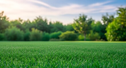 Obraz premium Vibrant Green Lawn with Lush Trees in the Background