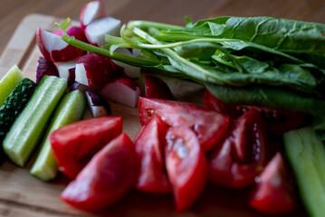 Fresh Vegetable Ingredients on Wooden Cutting Board
