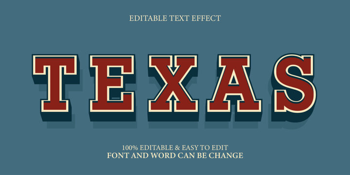 Texas Vintage Editable Text Effect Vector Template