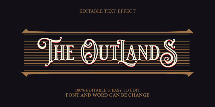 "The Outlands" Editable Text Effect Title with Vintage Western Retro Style and Elegant Art Deco Border - Powered by Adobe