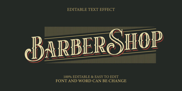 Vintage Retro Text Effect for Barber Shop Editable Font Style - Powered by Adobe