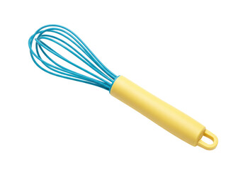 Isolated Balloon Whisk Baking Tool Kitchen Utensil, Metal Wire Beater, Yellow Handle, Cooking Aid