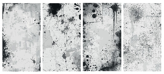 Black and White Grunge Texture Background Set