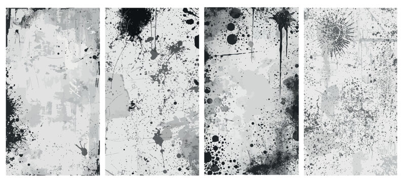 Black and White Grunge Texture Background Set