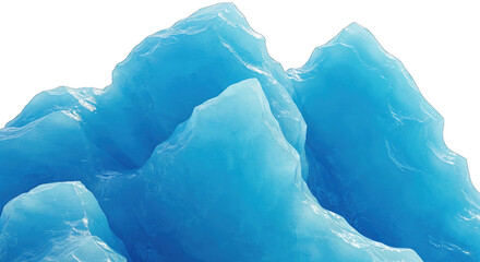 Close up blue ice formations with glistening texture and sharp edges, winter landscape