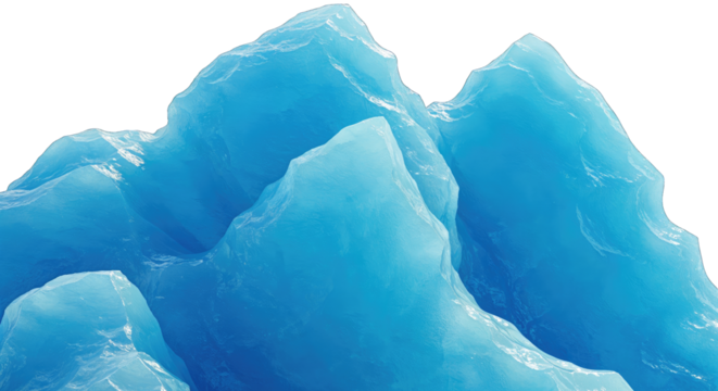 Close up blue ice formations with glistening texture and sharp edges, winter landscape