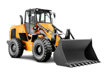 Maquina construção amarela grande pá carregadeira