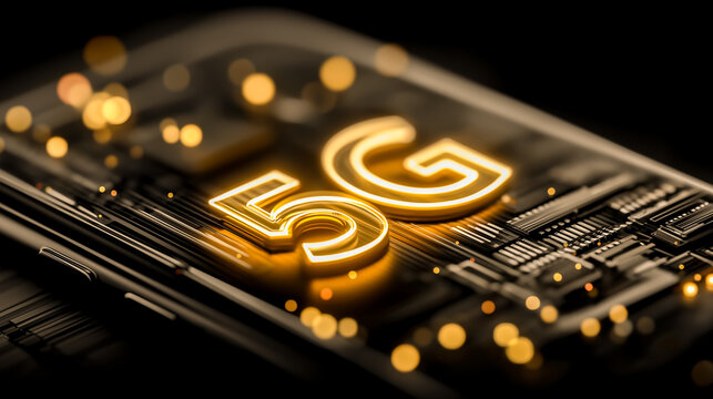 smartphone with 5G symbol glowing