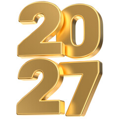 Luxurious 3D Golden Numbers 2027 Isolated on Transparent Background for New Year, Business, and Anniversary Celebrations.