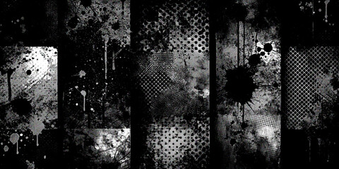 Monochrome abstract background featuring textures and patterns