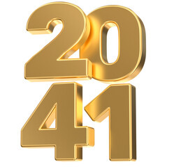 Luxurious Shiny Gold 2041 3D Rendered Text for New Year, Anniversary, or Future Celebrations.