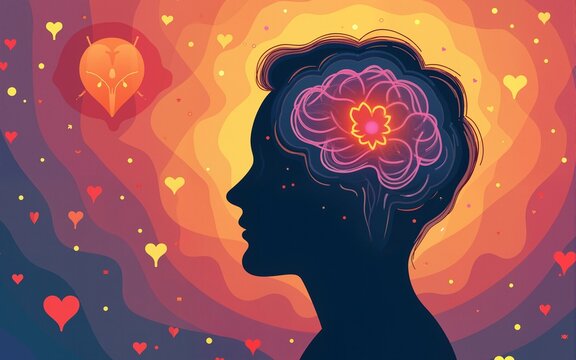 Mental health concept. Head silhouette profile.Mood disorder.Campaign World mental health day. awareness. Metaphor bipolar disorder.Psychological problems.Emotional burnout.OurMindsMatter