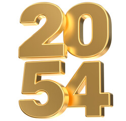 Luxurious 3D Golden Number 2054 Isolated on White Background for Future Event and Financial Projection Concepts