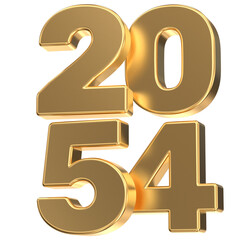 Luxury 3D Golden Number 2054 Isolated on Black Background for New Year's Greeting and Future Concepts
