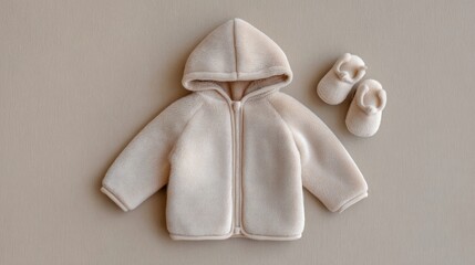 Soft and fluffy jacket with matching booties and a snug hat, perfect for keeping babies warm during winter. Ideal for playful indoor activities and family outings in chilly weather