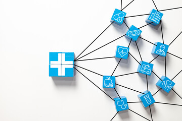 Healthcare Network, Medical Insurance, and Hospital System Concept.