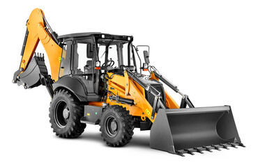 Maquina construção amarela retro escavadeira pá carregadeira