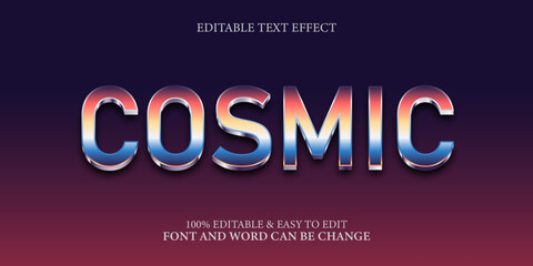 Holographic Cosmic Text Effect with Editable Chrome Style on Gradient Background