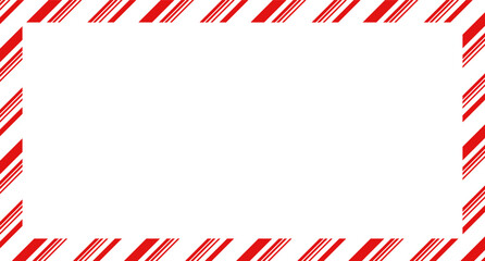 Obraz premium Candy cane christmas frame with blank space. Christmas border frame. Merry Christmas Candy cane rectangle frame card elements decoration. New Year picture frame ribbon. Xmas striped border