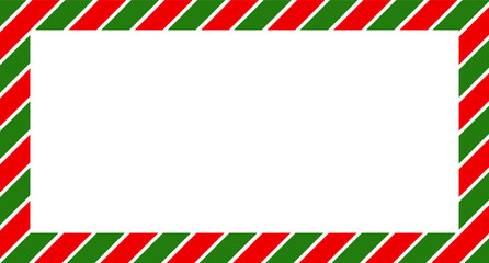 Candy cane christmas frame with blank space. Christmas border frame. Merry Christmas Candy cane rectangle frame card elements decoration. New Year picture frame ribbon. Xmas striped border