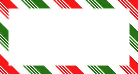 Obraz na płótnie Canvas Candy cane christmas frame with blank space. Christmas border frame. Merry Christmas Candy cane rectangle frame card elements decoration. New Year picture frame ribbon. Xmas striped border