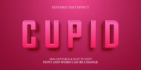 Cupid Editable Text Effect. Sweet Pink 3D Title Style. Valentine's Day Design Asset