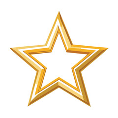 A golden star with a white center isolated on