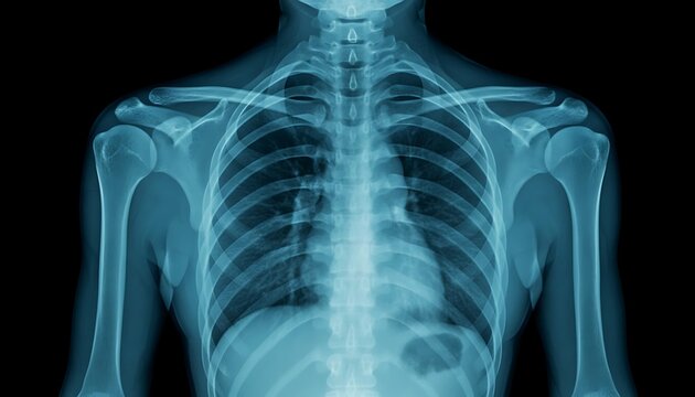 X ray image of human chest and upper body for medical diagnosis purposes - Powered by Adobe
