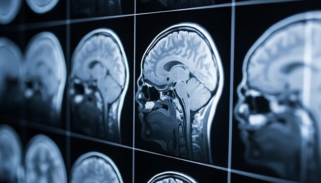 Detailed mri scan displaying human brain anatomy and neurological health assessment - Powered by Adobe