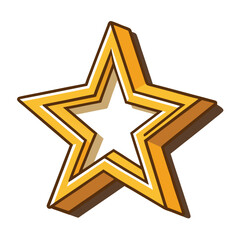 A golden star with a 3d effect isolated on