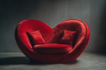 Stylowa czerwona kanapa w kształcie serca jako wyjątkowy element wystroju wnętrza