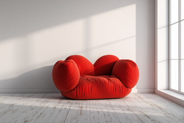Stylowa czerwona kanapa w kształcie serca jako wyjątkowy element wystroju wnętrza