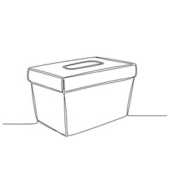 Tissue box container in black and white line art style