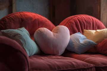 Stylowa czerwona kanapa w kształcie serca jako wyjątkowy element wystroju wnętrza