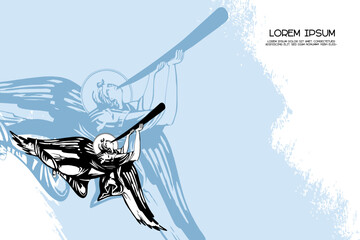 Religious vintage card template with angel. Christian illustration in Byzantine style