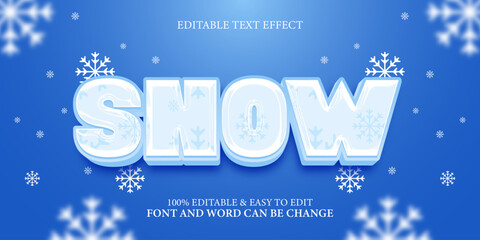 Editable Snow Text Effect | 3D Winter Blue Word Style Template