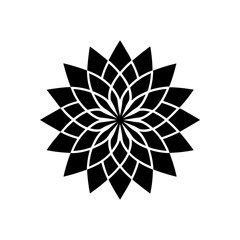 Abstract black geometric floral pattern design element vector