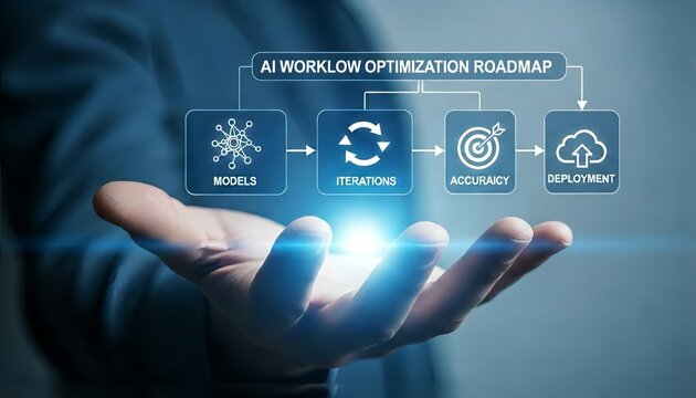 Ai workflow optimization roadmap hovering above a hand with models iterations accuracy