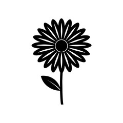 Flower silhouette isolated on white, simple flat vector icon design