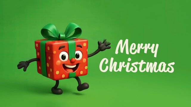 Happy Dancing Christmas Present Character. Seamless Loop